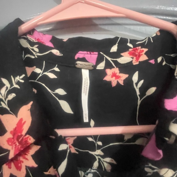 Free People Black Dress with Pink Floral Design XS - Picture 3 of 13